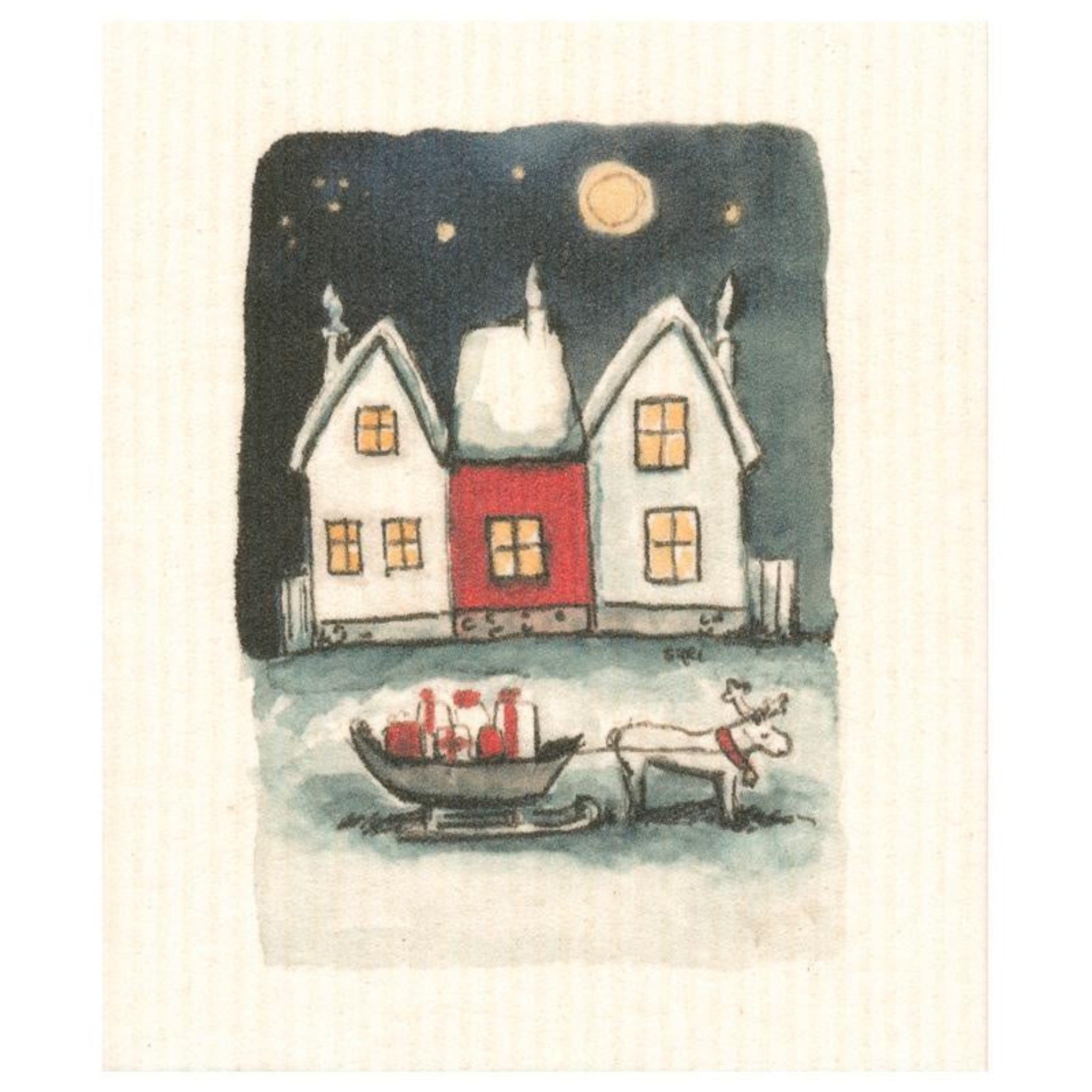 100% Biodegradable Dishcloth, Sleigh Under Stars (8769818853663)