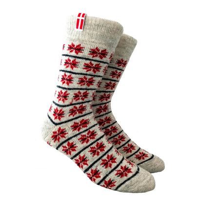 NORWOOL Wool Socks Denmark, Natural/Red (6583972560961)