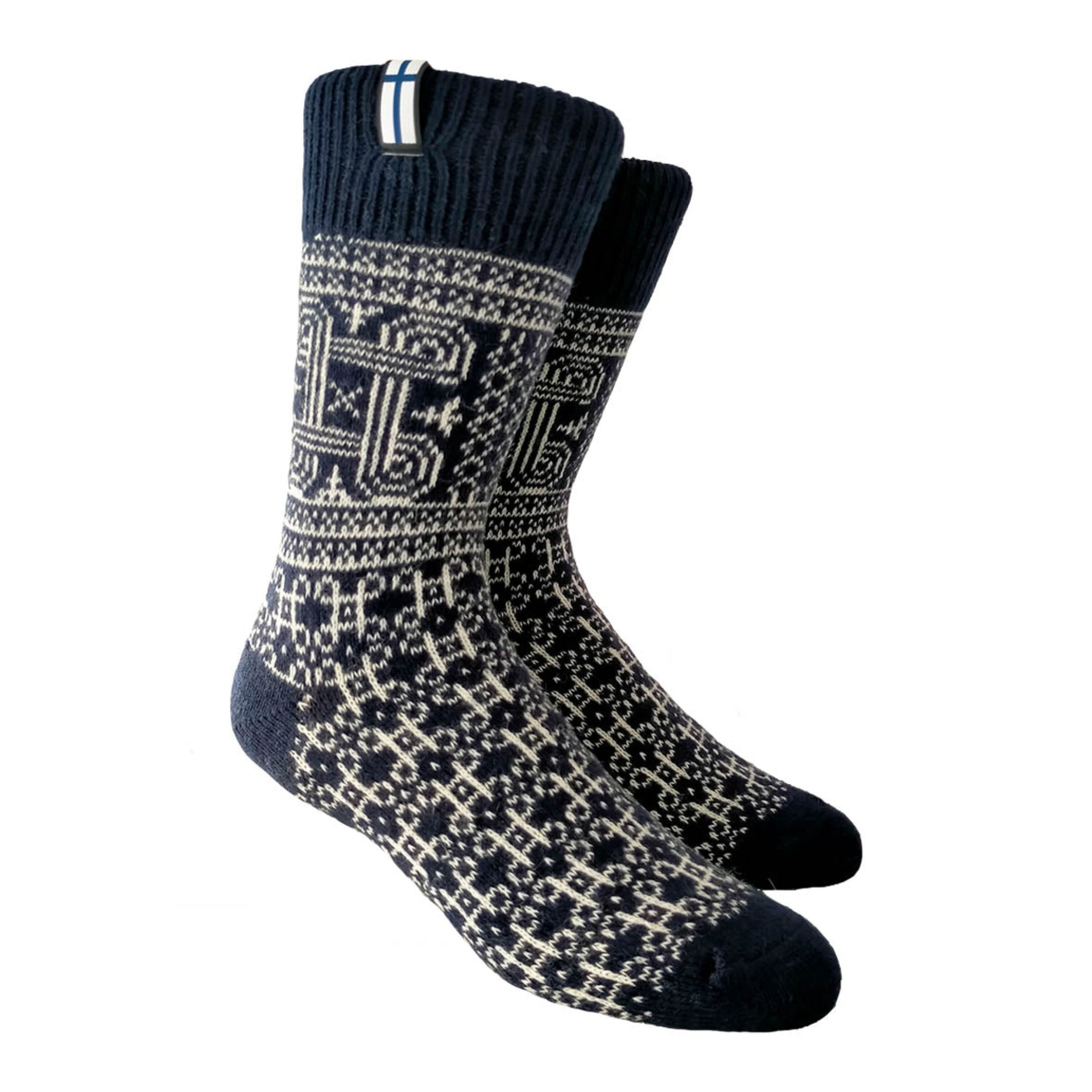 Finland Wool Socks, Navy-White