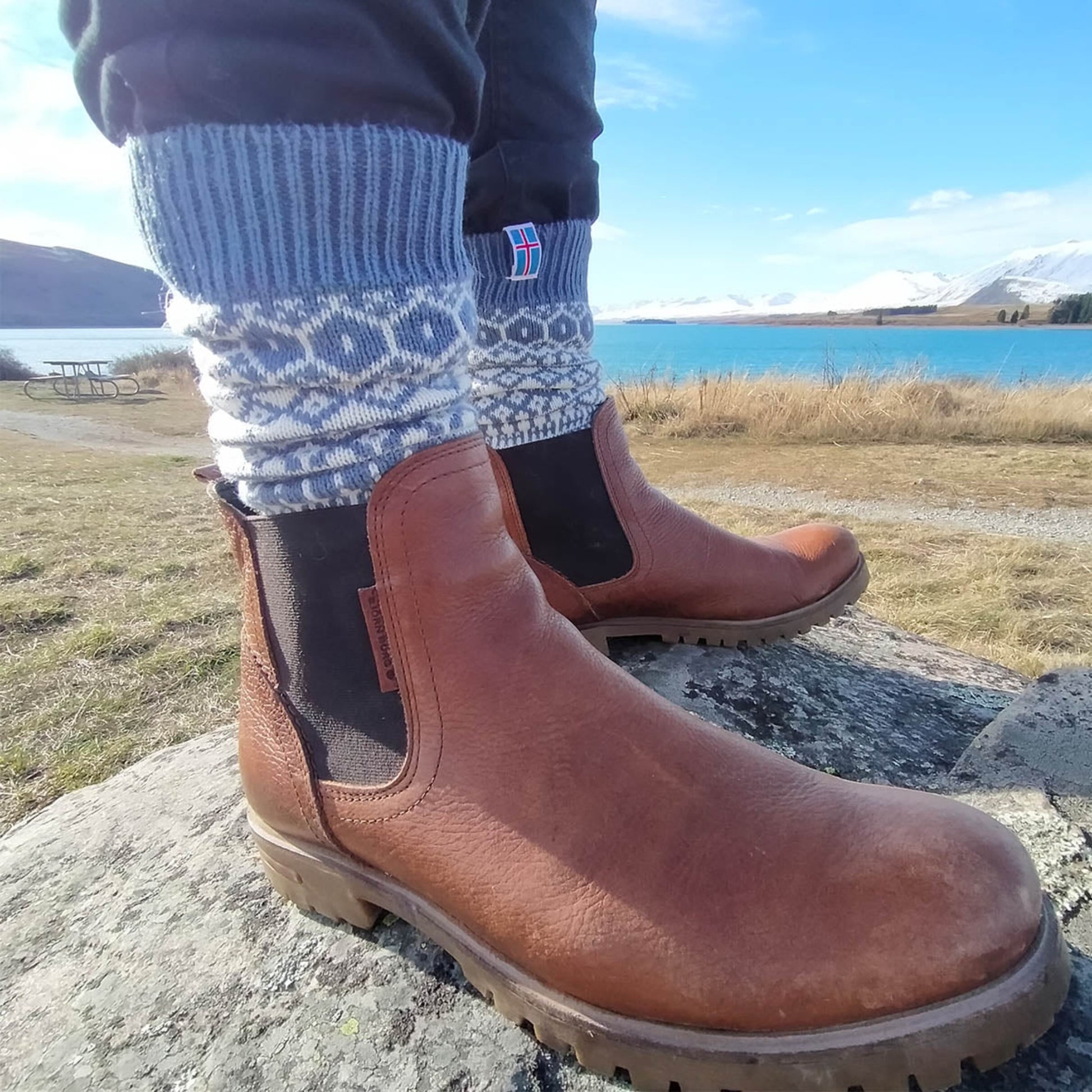 NORWOOL Wool Socks Iceland, Blue/White (6583972659265)
