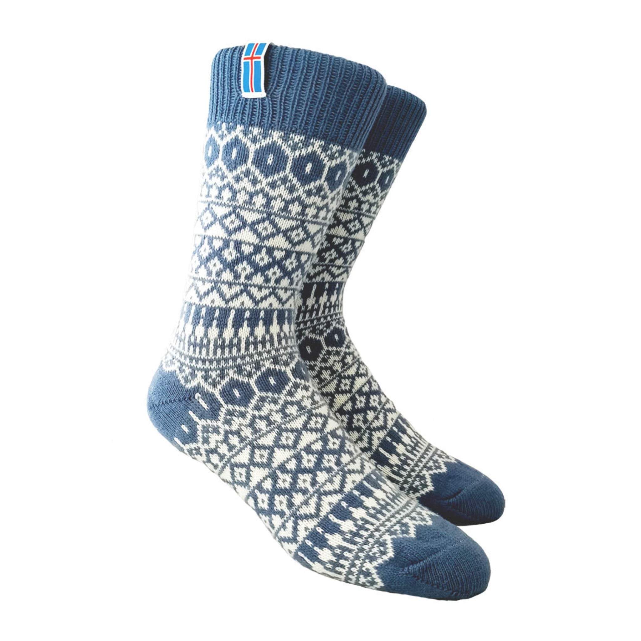 NORWOOL Wool Socks Iceland, Blue/White (6583972659265)