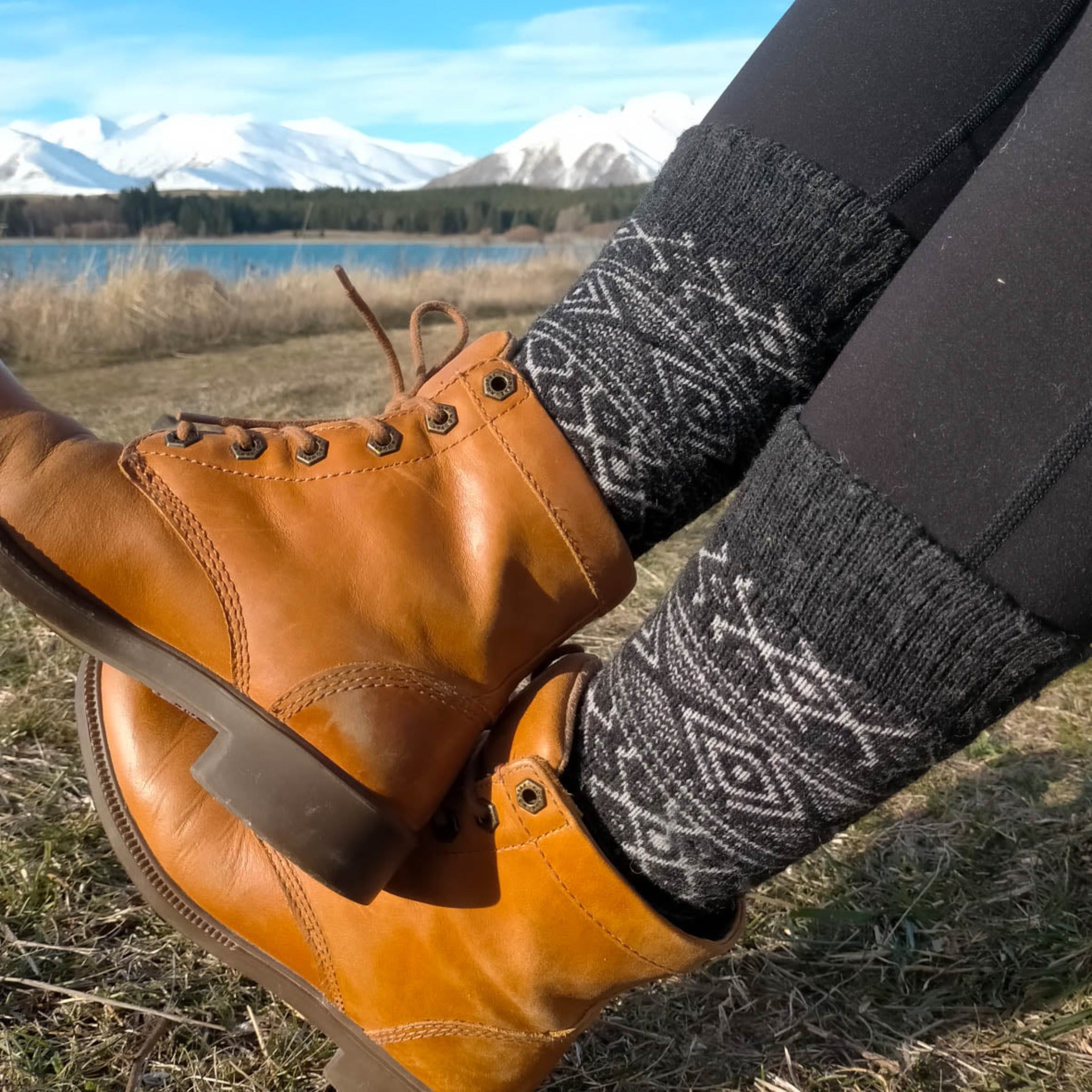 NORWOOL Wool Socks Norway, Charcoal/White (6561539915841)