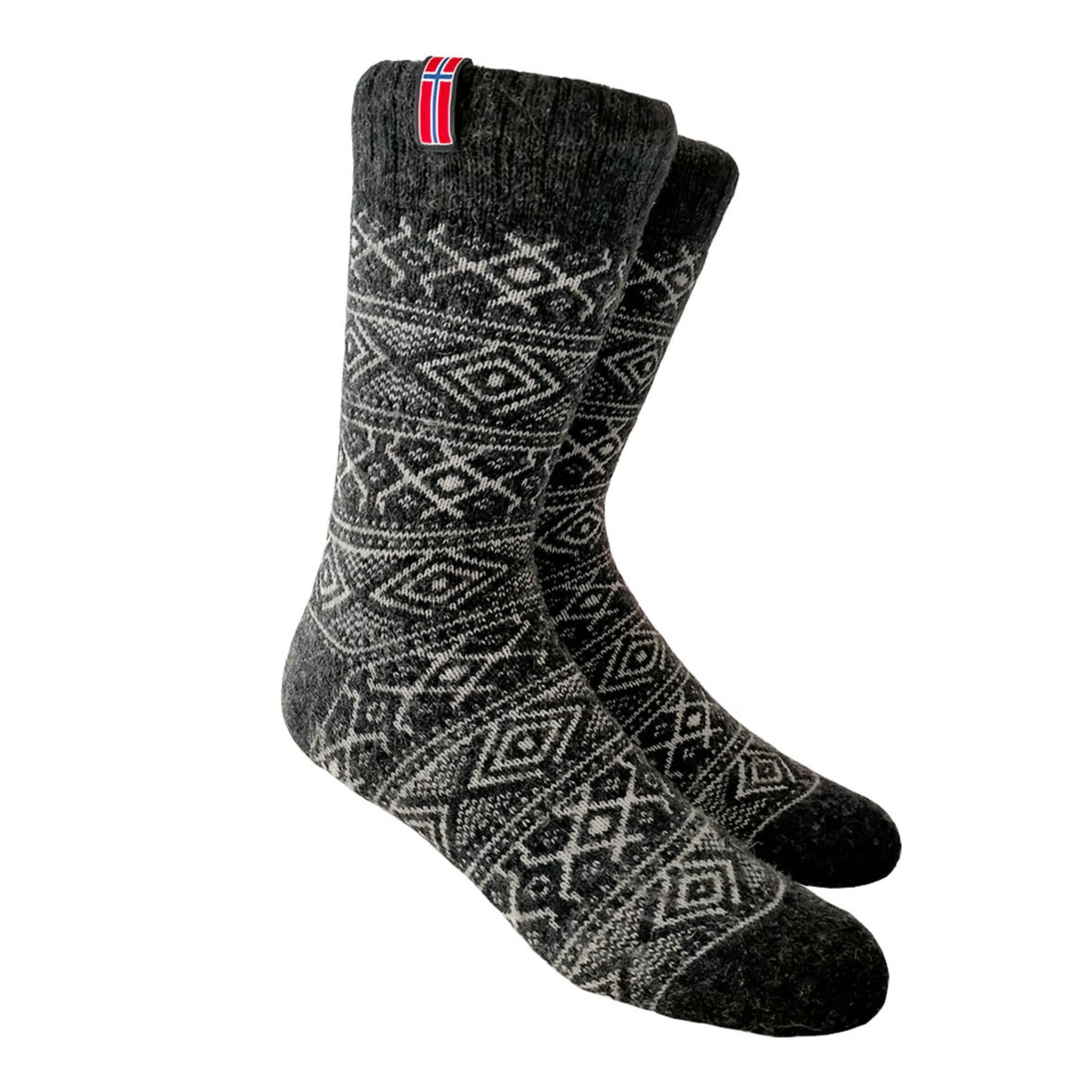 NORWOOL Wool Socks Norway, Charcoal/White (6561539915841)