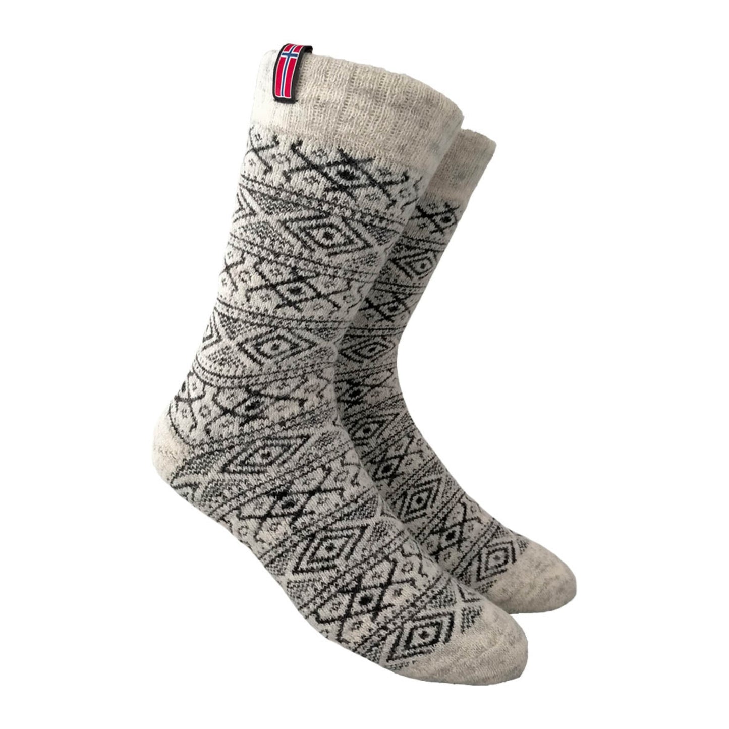 NORWOOL Wool Socks Norway, White/Black (6561539948609)