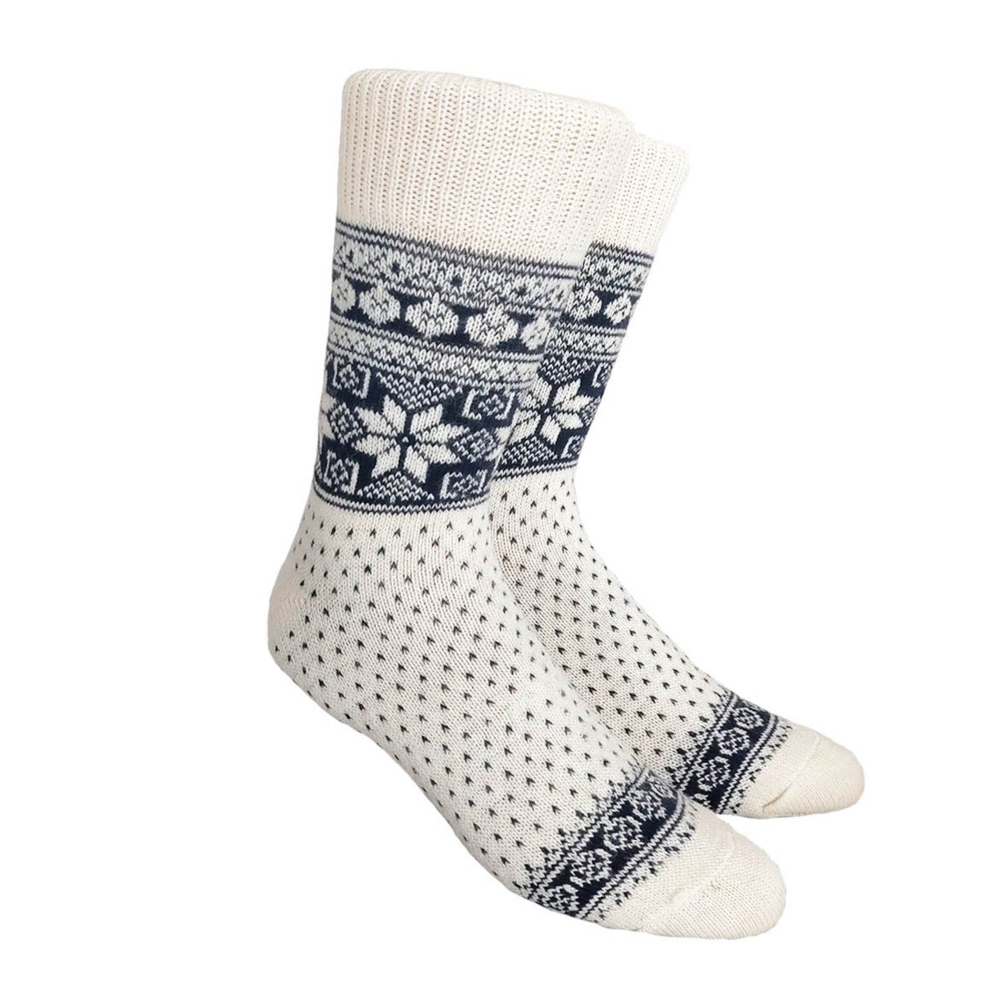 NORWOOL Wool Socks Snowflakes, White/Charcoal (6583972757569)