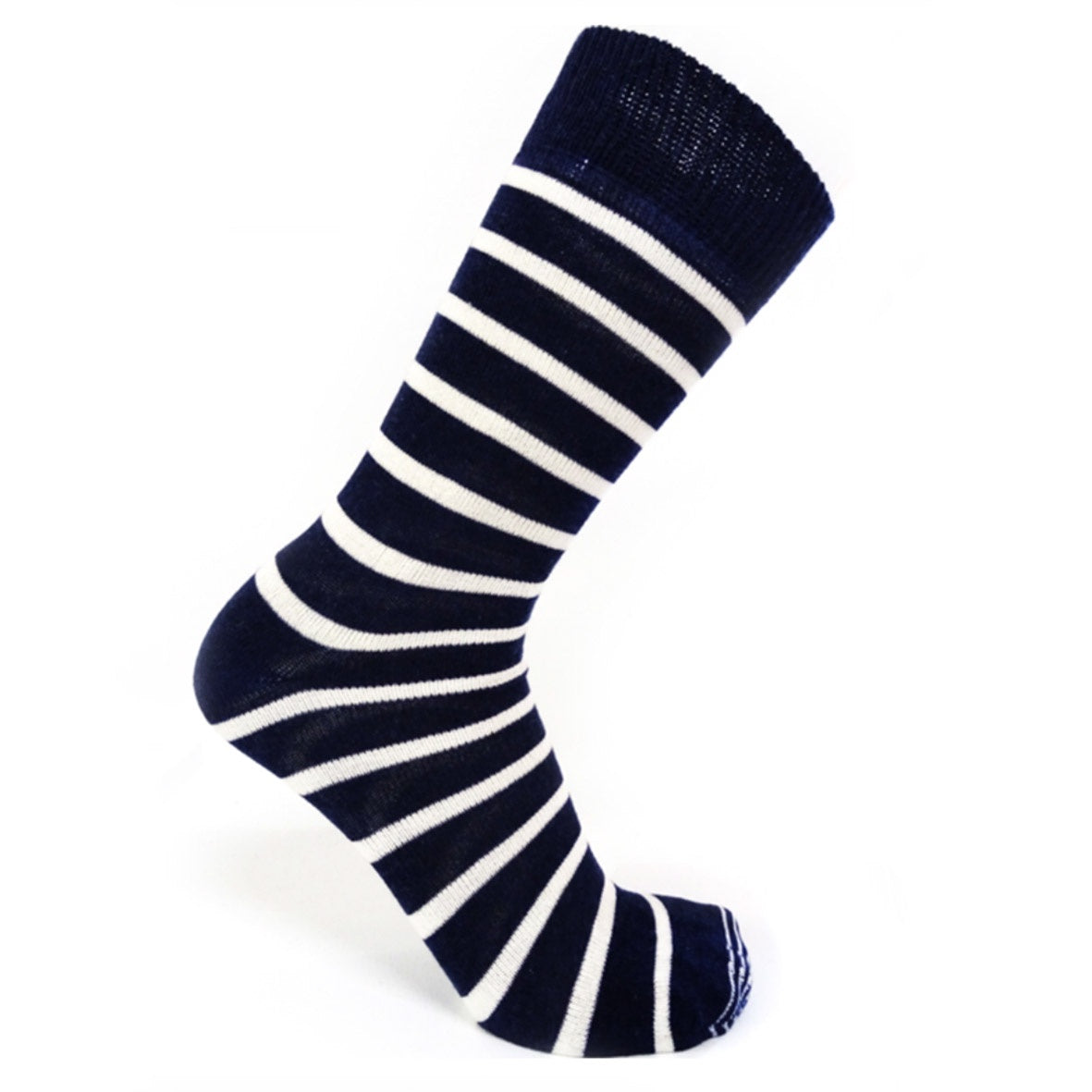 Stripe Super Soft Merino Wool Socks, Navy-White (8323797451039)