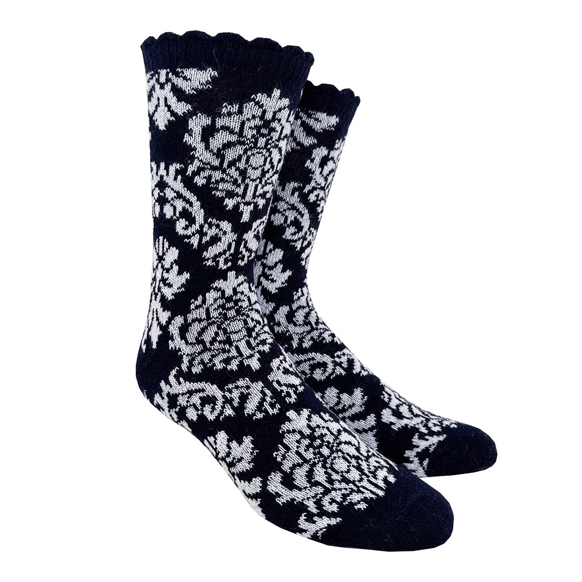 Traditional Womens Wool Socks, Navy-White (8329601188127)
