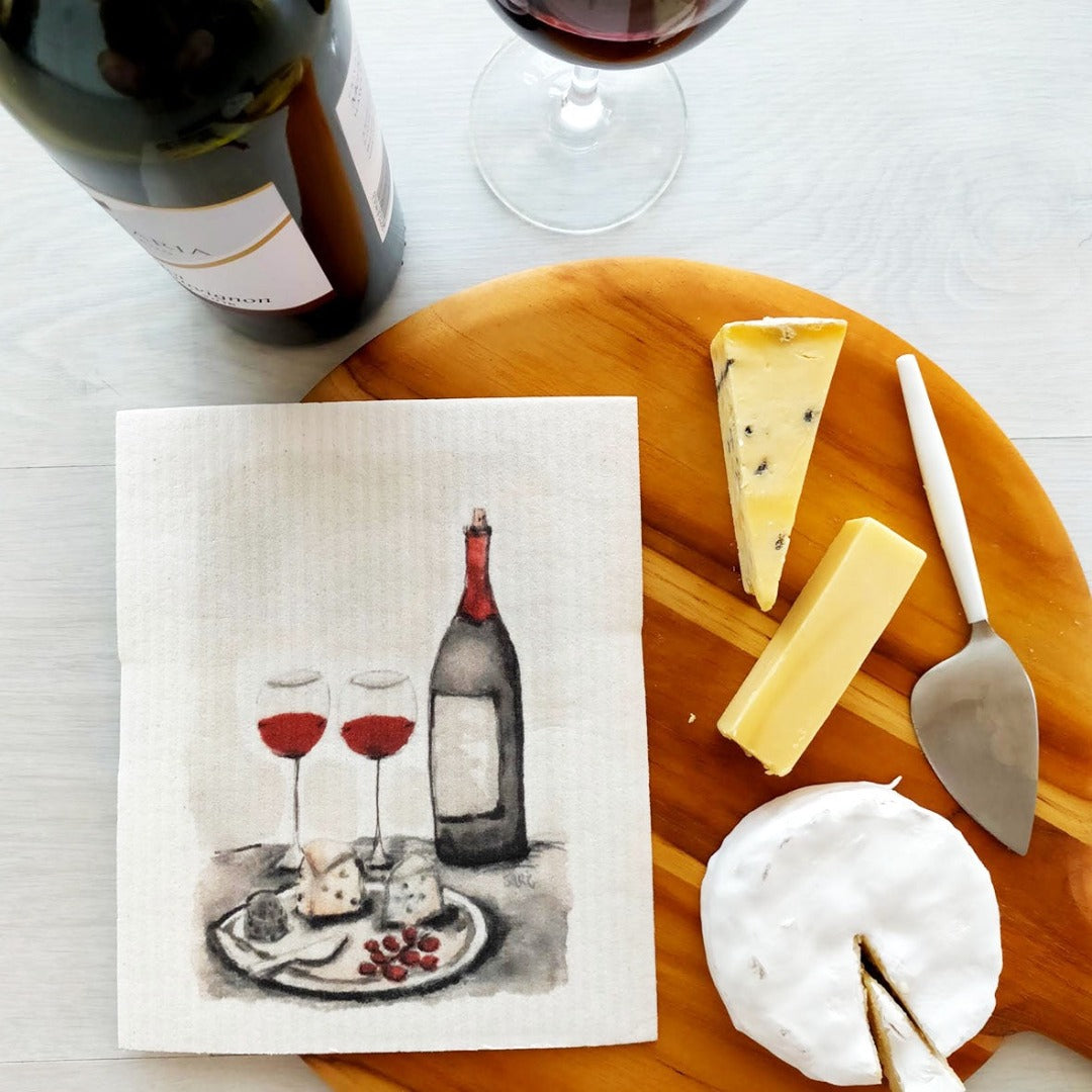 100% Biodegradable Dishcloth, Wine & Cheese (6733859422273)