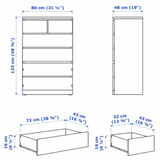 Ikea Malm 6-drawer Tallboy Chest, 80x48x123cm, White-stained Oak (1448229273665)