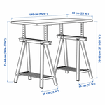 Ikea Lagkapten / Mittback Desk Combo, 140x60x73-96cm, White / Birch (8130975629599)