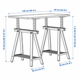 Ikea Lagkapten / Mittback Desk Combo, 140x60x73-96cm, White / Birch (8130975629599)